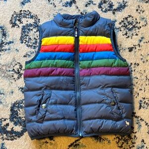Nordstrom Navy Puffer Vest with Rainbow Stripe
